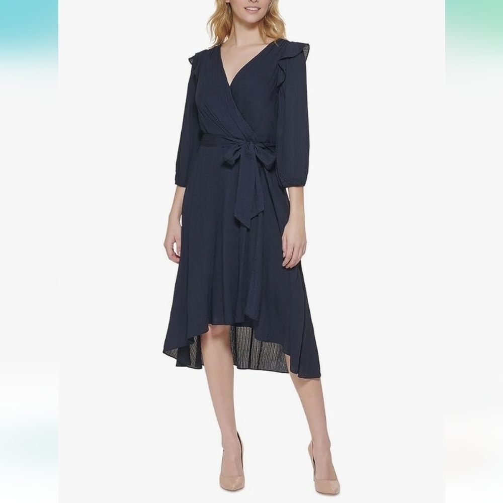 Tommy Hilfiger Women's Stylish Navy Wrap Dress Size 10